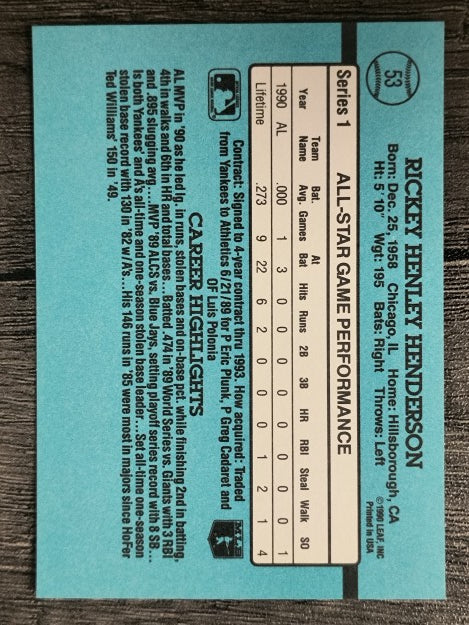 1991 Donruss #53 Rickey Henderson AS
