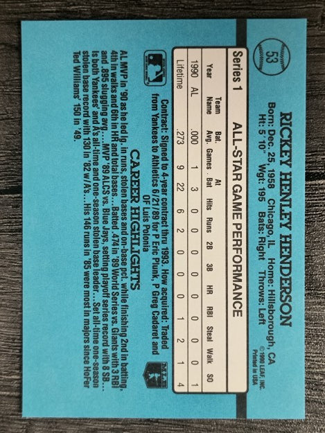 1991 Donruss #53 Rickey Henderson AS