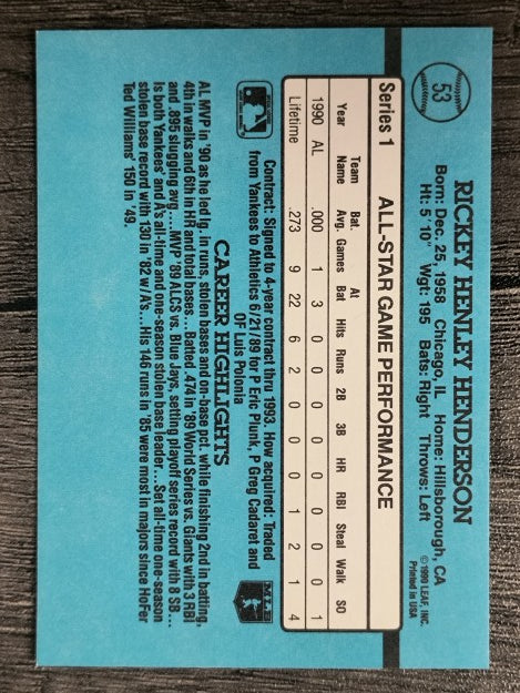 1991 Donruss #53 Rickey Henderson AS