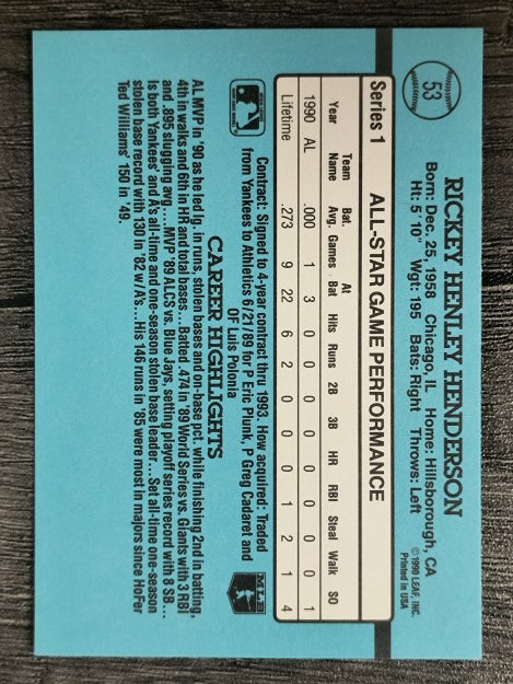 1991 Donruss #53 Rickey Henderson AS