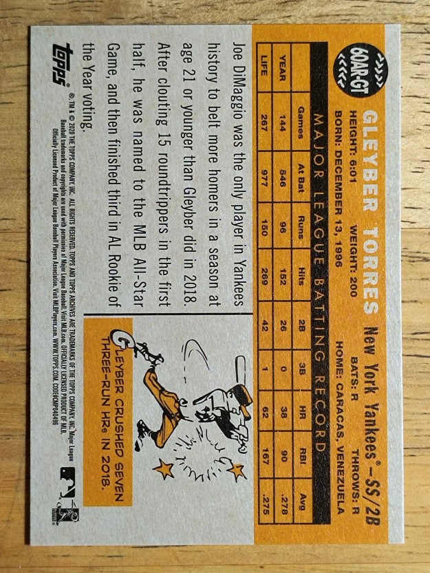2020 Topps Archives '60 Topps All-Star Rookies #60ARGT Gleyber Torres