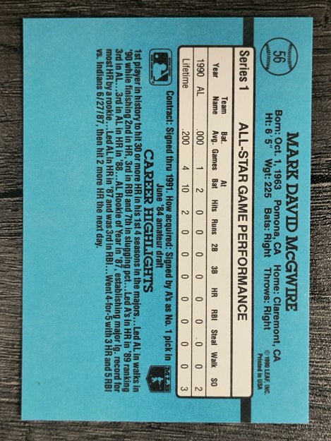 1991 Donruss #56 Mark McGwire AS