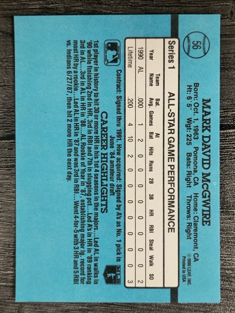 1991 Donruss #56 Mark McGwire AS