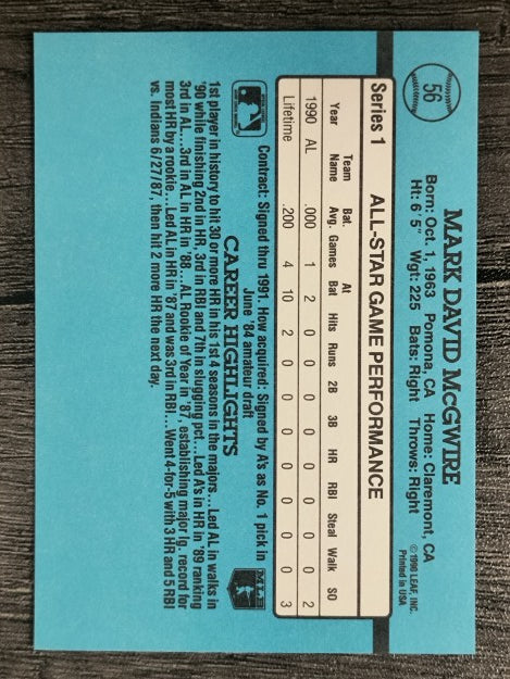 1991 Donruss #56 Mark McGwire AS