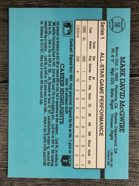 1991 Donruss #56 Mark McGwire AS