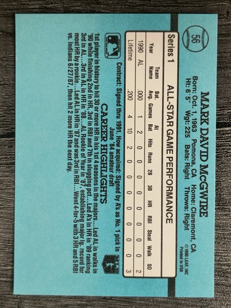 1991 Donruss #56 Mark McGwire AS