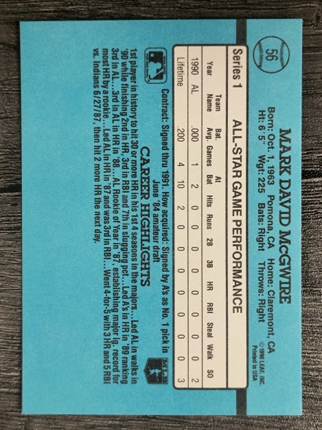 1991 Donruss #56 Mark McGwire AS