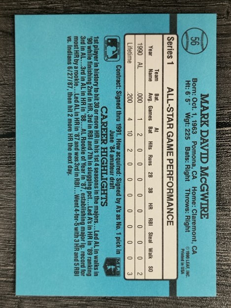1991 Donruss #56 Mark McGwire AS