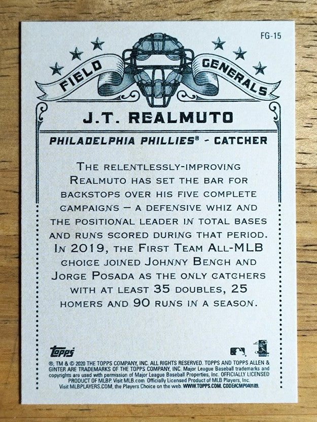 2020 Topps Allen and Ginter Field Generals #FG15 J.T. Realmuto