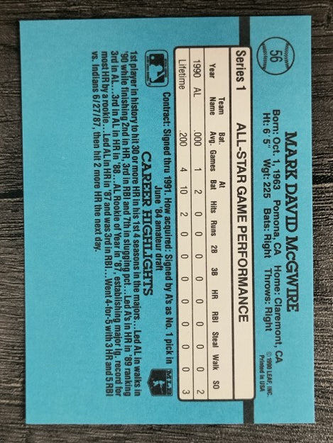 1991 Donruss #56 Mark McGwire AS