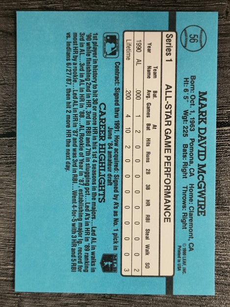 1991 Donruss #56 Mark McGwire AS