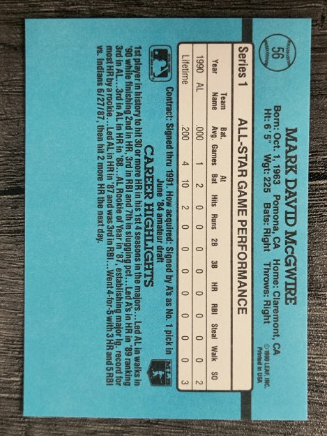 1991 Donruss #56 Mark McGwire AS