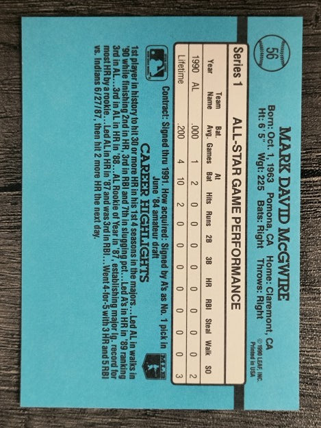1991 Donruss #56 Mark McGwire AS