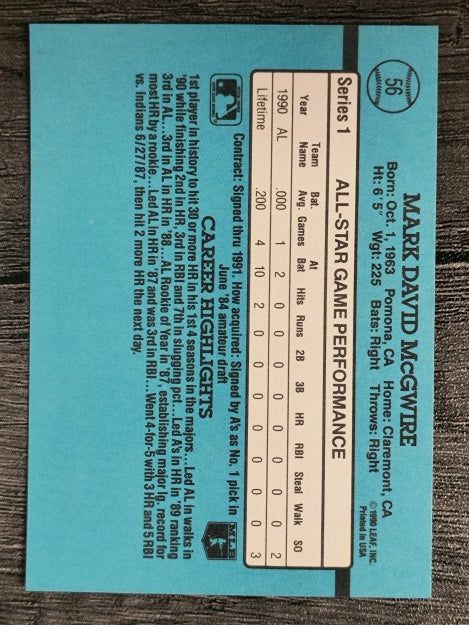 1991 Donruss #56 Mark McGwire AS