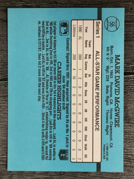 1991 Donruss #56 Mark McGwire AS