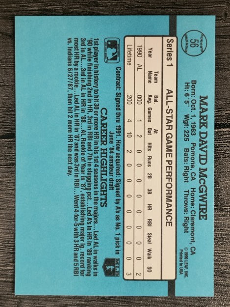 1991 Donruss #56 Mark McGwire AS