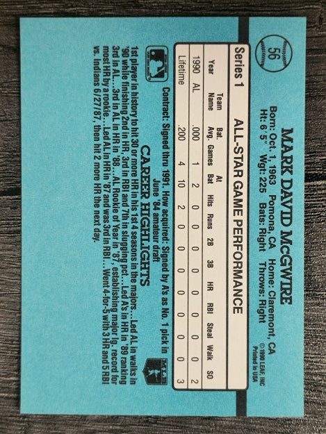 1991 Donruss #56 Mark McGwire AS