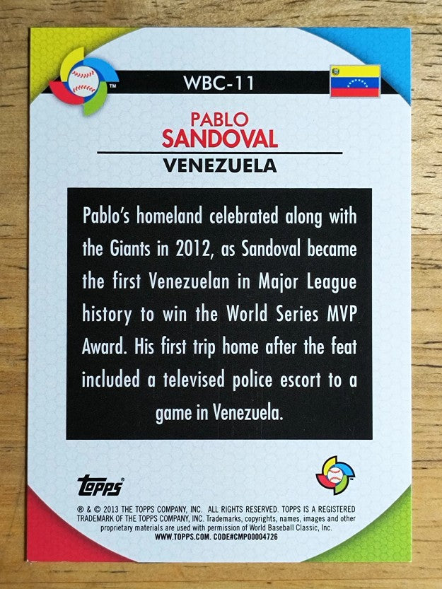2013 Topps WBC Stars #WBC11 Pablo Sandoval