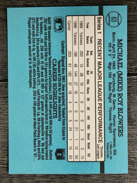 1991 Donruss #63 Mike Blowers