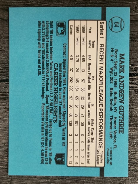 1991 Donruss #64 Mark Guthrie