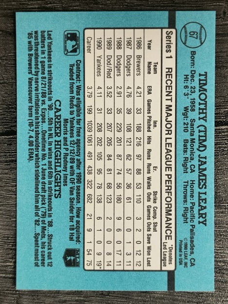 1991 Donruss #67 Tim Leary