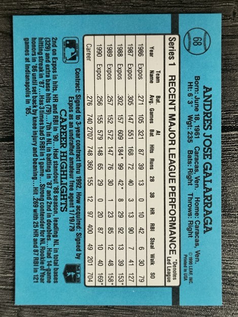 1991 Donruss #68 Andres Galarraga