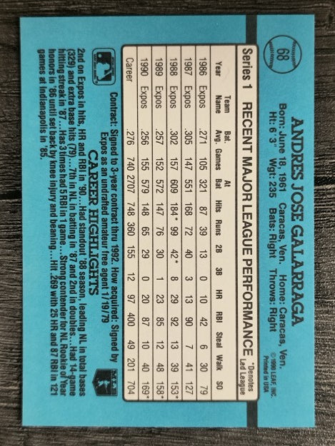 1991 Donruss #68 Andres Galarraga