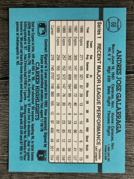 1991 Donruss #68 Andres Galarraga