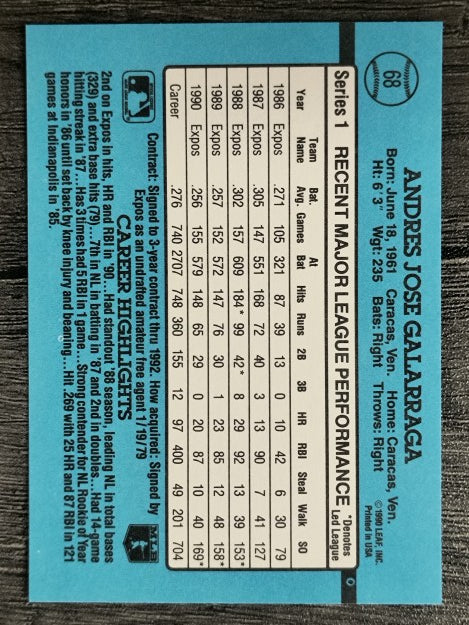 1991 Donruss #68 Andres Galarraga