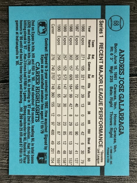 1991 Donruss #68 Andres Galarraga