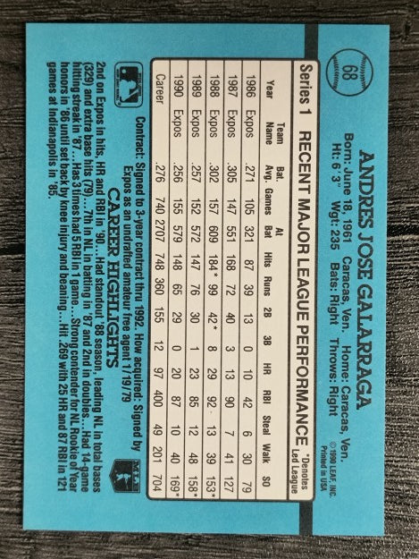 1991 Donruss #68 Andres Galarraga