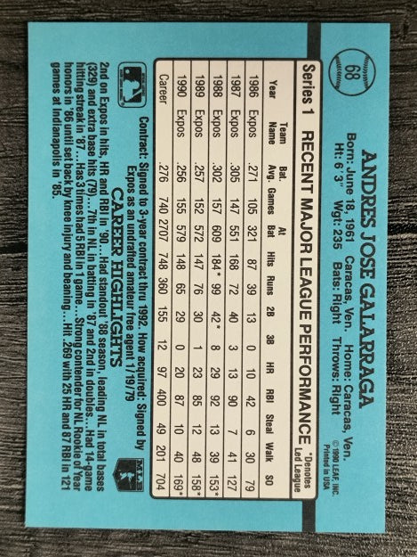 1991 Donruss #68 Andres Galarraga