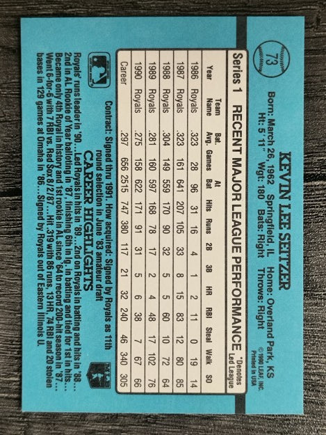 1991 Donruss #73 Kevin Seitzer