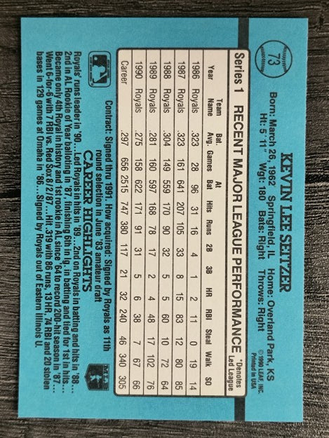 1991 Donruss #73 Kevin Seitzer