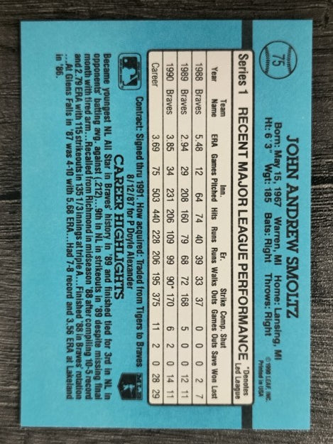 1991 Donruss #75 John Smoltz