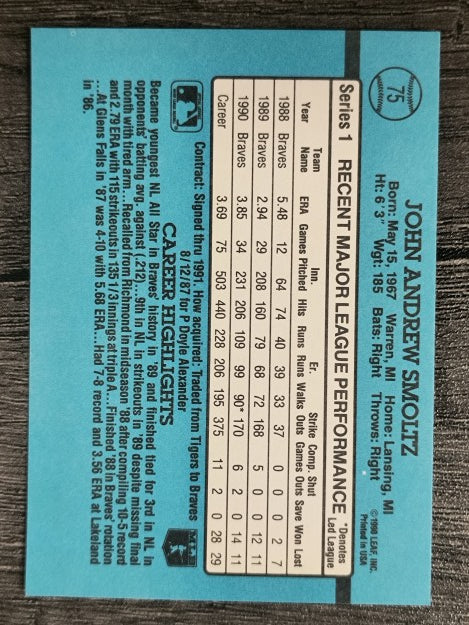 1991 Donruss #75 John Smoltz