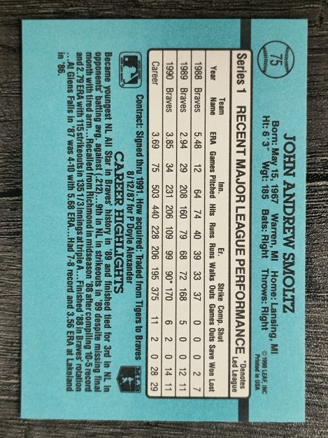 1991 Donruss #75 John Smoltz
