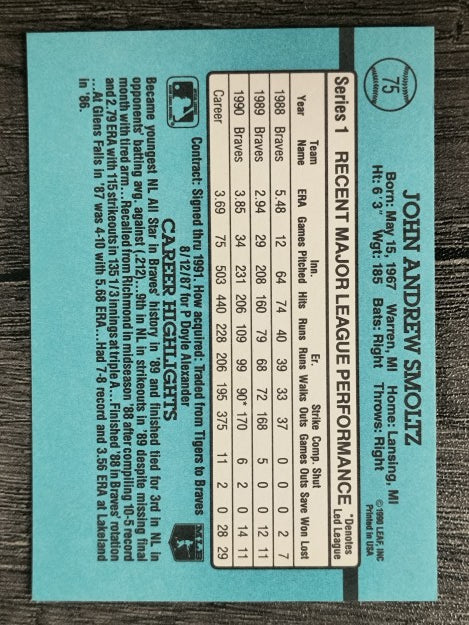 1991 Donruss #75 John Smoltz
