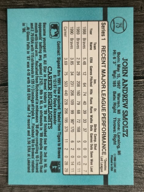 1991 Donruss #75 John Smoltz