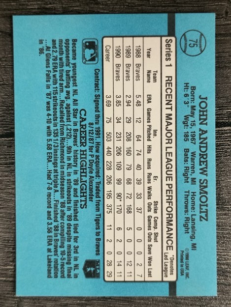 1991 Donruss #75 John Smoltz