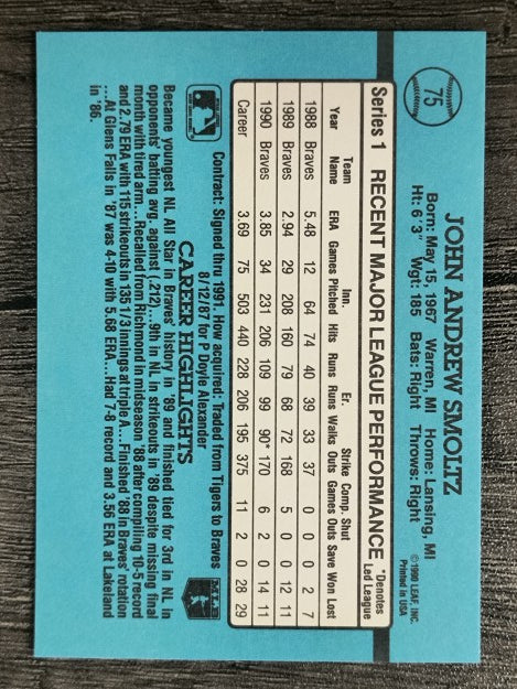 1991 Donruss #75 John Smoltz