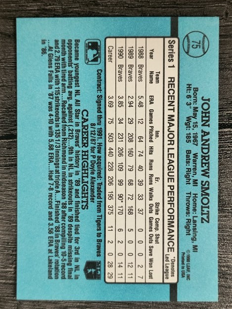 1991 Donruss #75 John Smoltz