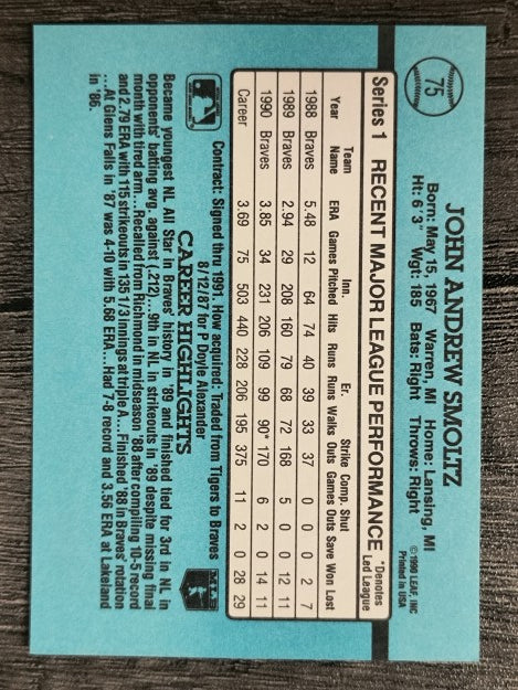 1991 Donruss #75 John Smoltz