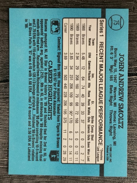 1991 Donruss #75 John Smoltz