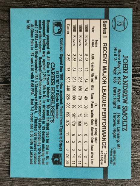 1991 Donruss #75 John Smoltz