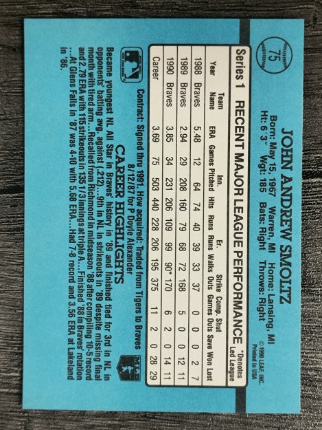 1991 Donruss #75 John Smoltz