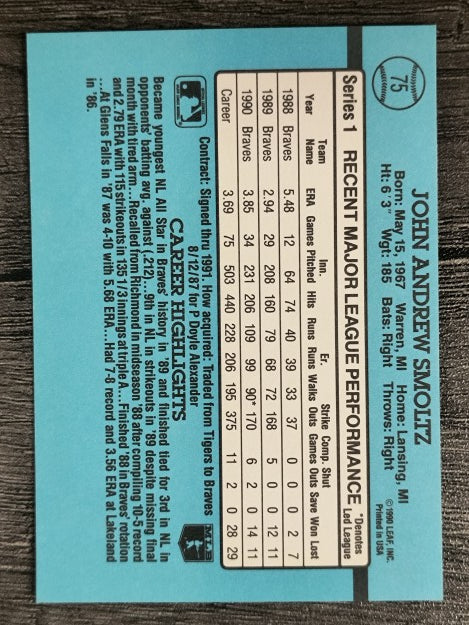 1991 Donruss #75 John Smoltz