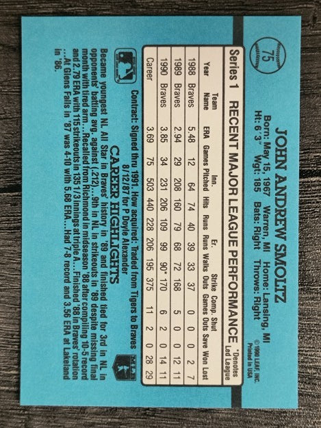1991 Donruss #75 John Smoltz