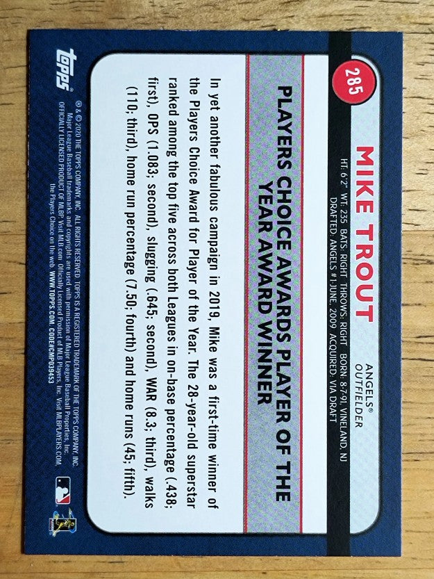2020 Topps Big League #285 Mike Trout AW