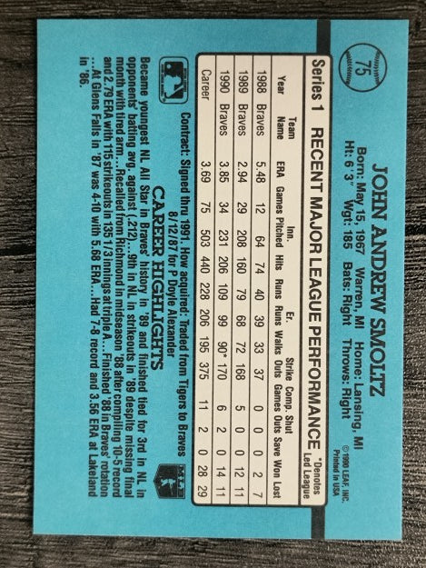 1991 Donruss #75 John Smoltz